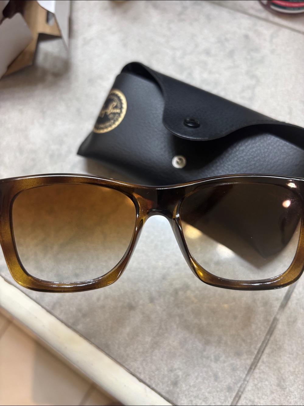 Ray-Ban Tortoiseshell Sunglasses with Dark Gray Lenses - Picture 4 of 7